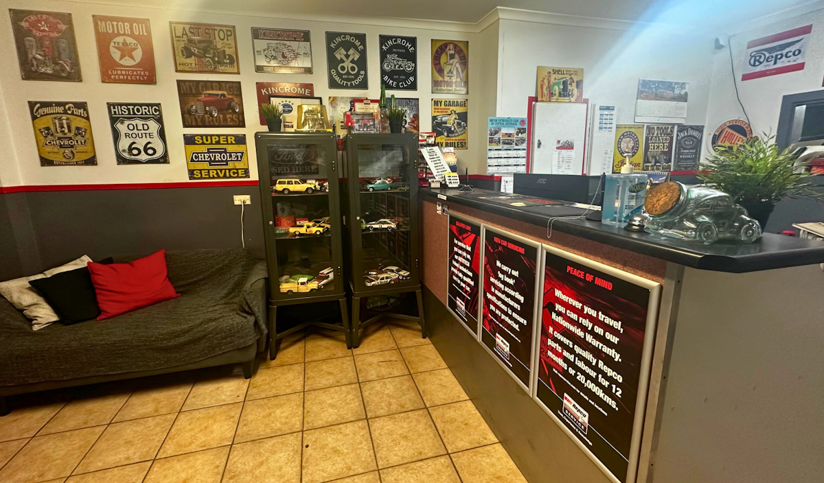 Reception area at A-One Mechanics in Alice Springs